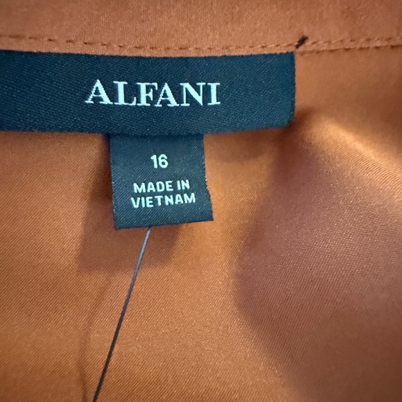 Alfani Rust Polka Dot Long Sleeve Dress - Picture 3 of 12